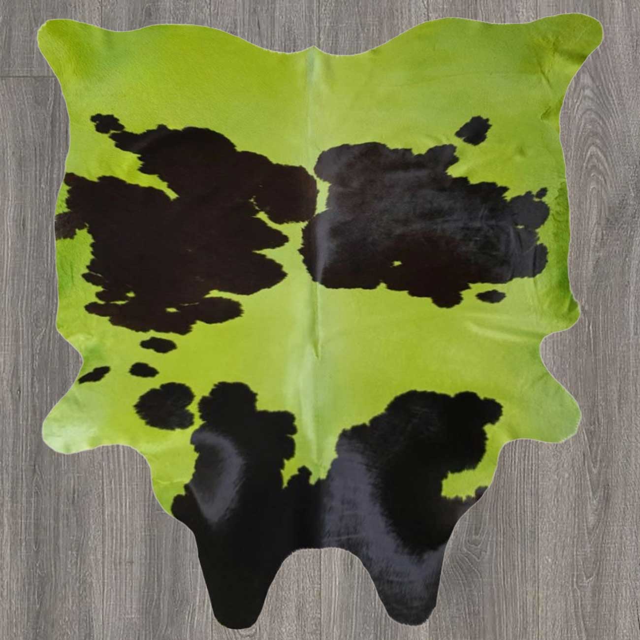 Dyed Lime Green & Black Cowhide Rug