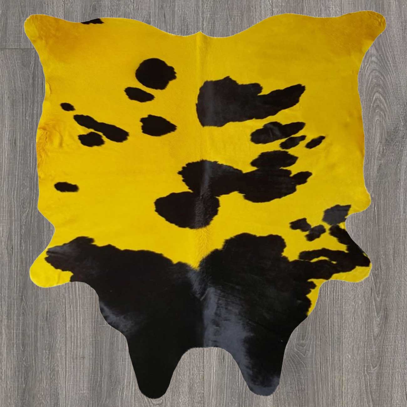 Dyed Yellow & Black Cowhide Rug