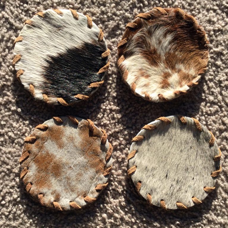Set of 4 Cowhide Coasters Cowhides International