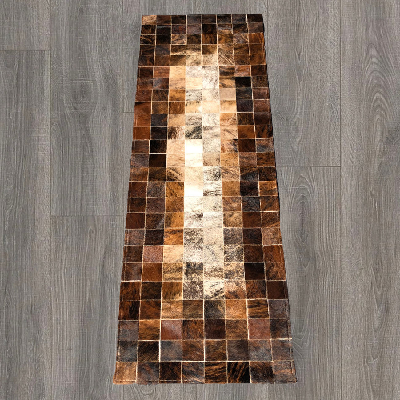 New Cowhide Patchwork Runner Rug Leather 1.3 x 5 ft Animal Skin.Art R68D 